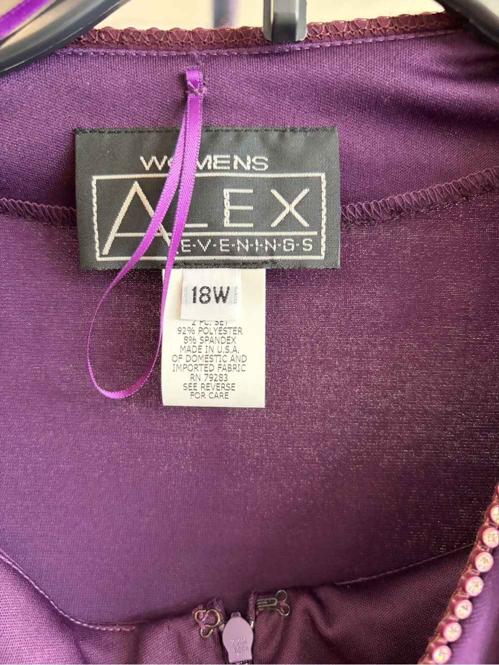 Alex Evenings Deep Purple Evening Dress with Beaded Trim - Picture 2 of 4